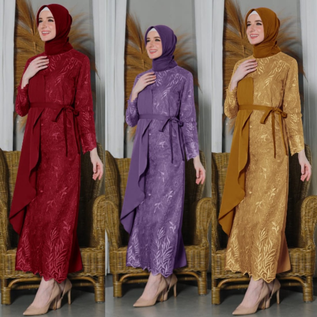 (NEW GAMIS REAL PICT)GAMIS NIRMALA M/L/XL/XXL/PESTA KONDANGAN/DRESS MEWAH BRUKAT TILE TERBARU/MODERN