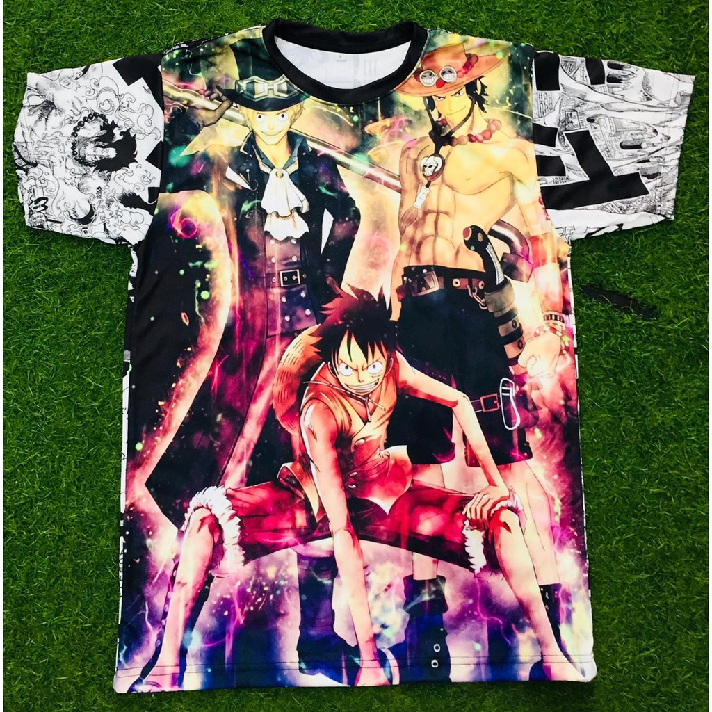 Tshirt Luffy Sabo Ace Battle Fullprint Anime Onepiece Manga Premium