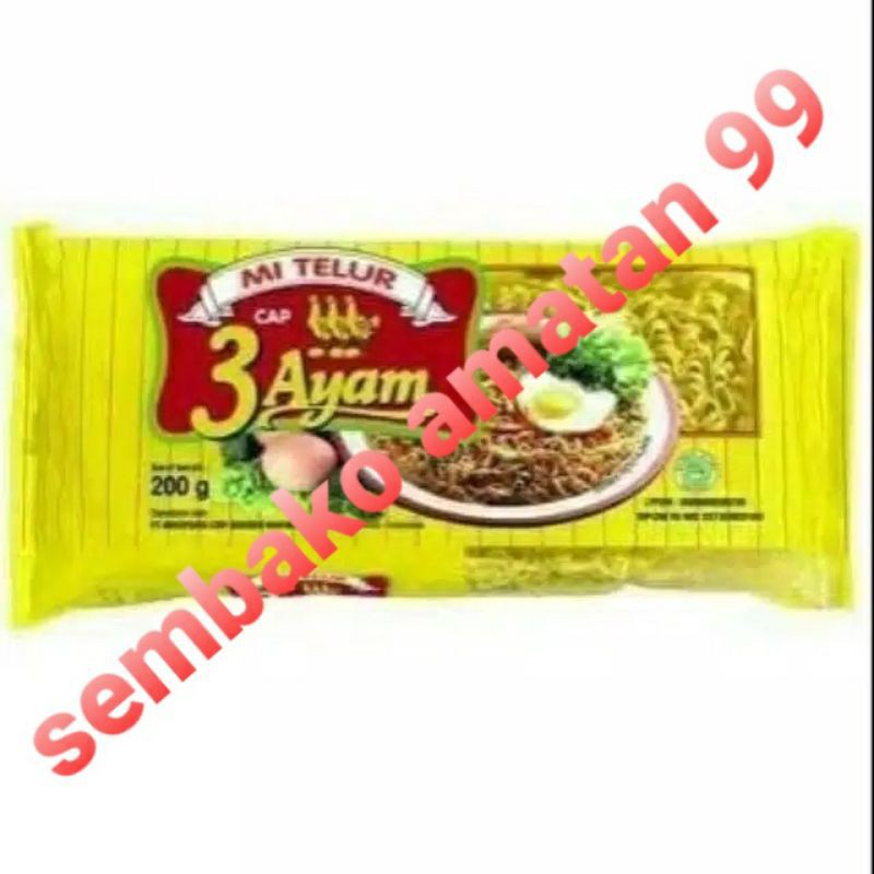 Mie Telur Cap 3 Ayam Kemasan 200 Gram