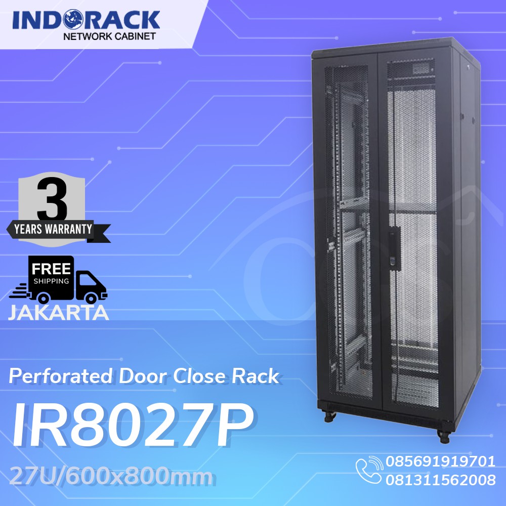 INDORACK CLOSE RACK 27U DEPTH 800MM PERFORATED DOOR - IR8027P