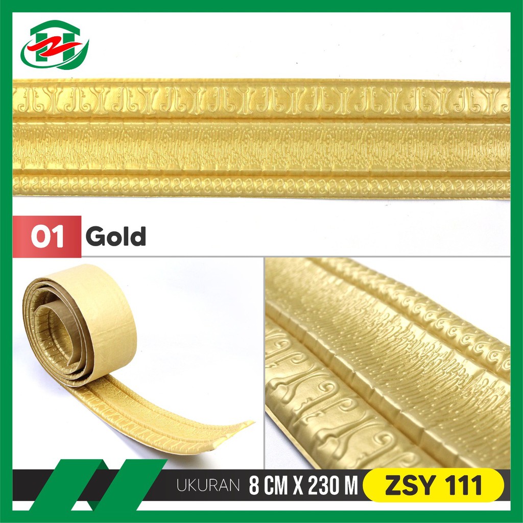 Hongzhuo 230cm Wallborder Wall List 230x8x1,2cm Foam 3D Motif Elegan-GOLD-ZSY111