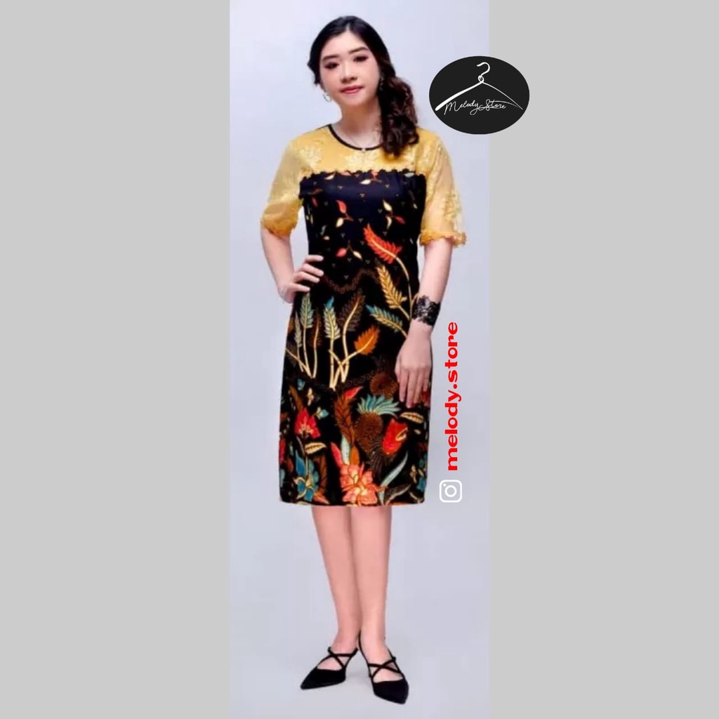 Batik Dres Brokat Wanita Nagita Gold
