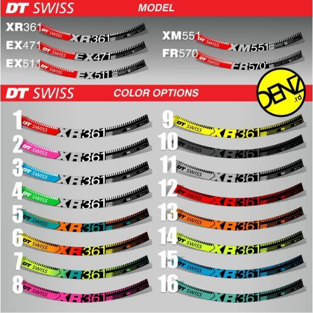 Stiker Velg sepeda MTB DT swiss Decal Rims DT swiss XR361
