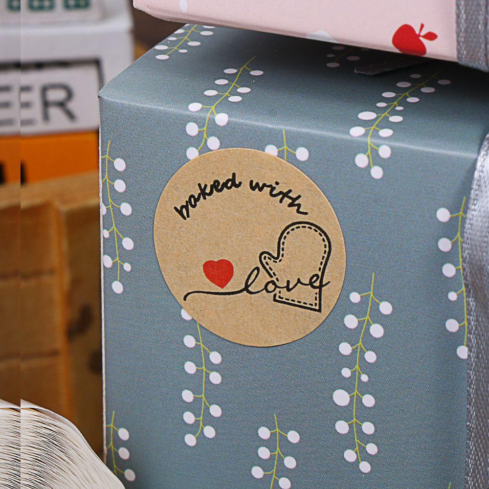 R-flower 500PCs/Roll Bakery Sticker Hadiah Dekor Perekat Label Seal Sticker Box Decor Label Untuk Makanan Panggang Kue Roti
