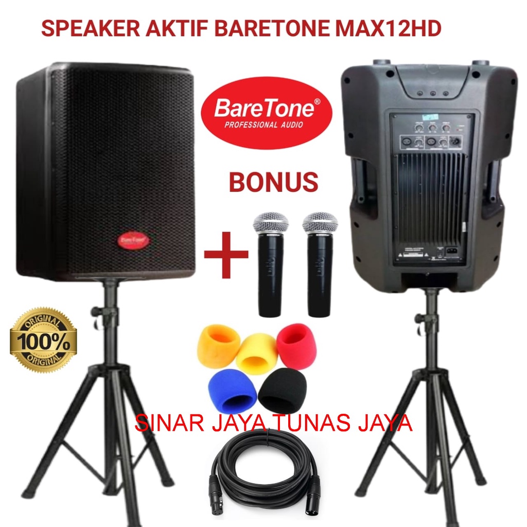 speaker aktif baretone max12hd 500watt 12inch max 12 hd original garansi resmi free bonus PERPCS