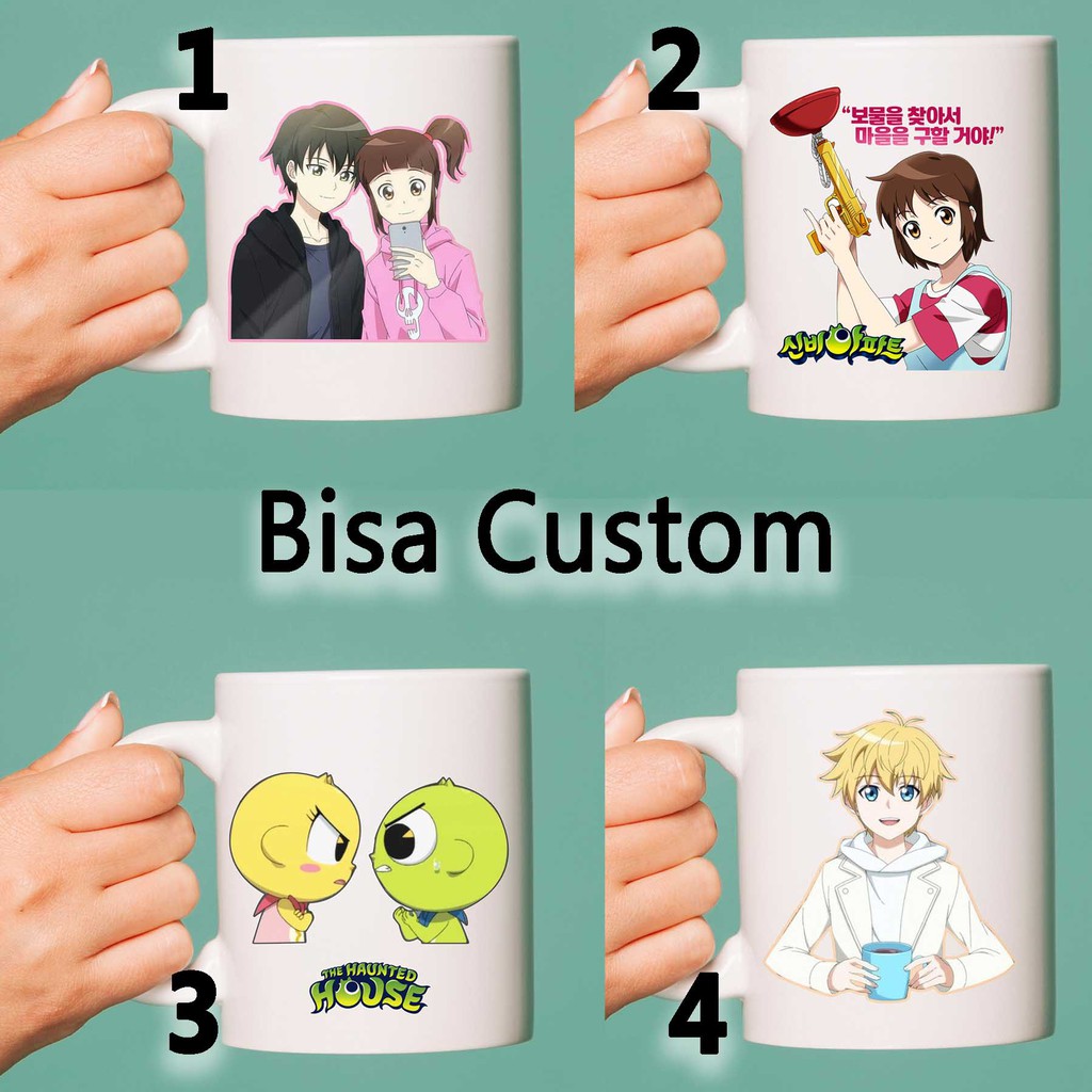 Mug Custom  Shinbi The Haunted House Print Cetak Gelas Cangkir Kang Lim Animasi Hari Koo Doori Sara