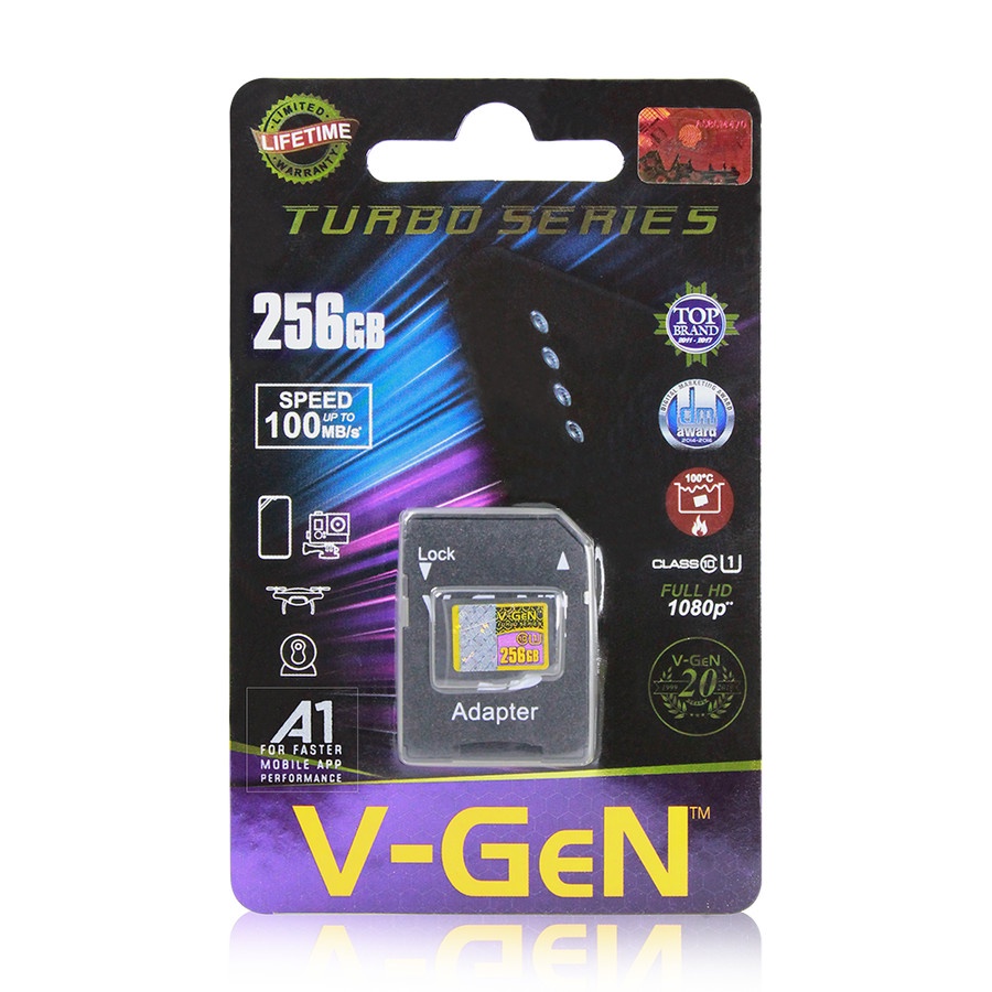 V-GeN MicroSD Card TF 256GB Class 10 Turbo Memory HP Vgen