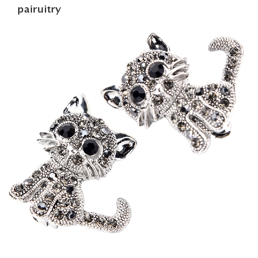 Prt Bros Pin Antik Lapis Silver Desain Kucing Kecil Lucu Untuk Aksesoris Mantelpakaian PRT