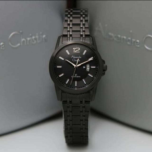 JAM TANGAN WANITA ALEXANDER CHRISTIE ORIGINAL FULL BLACK AC8325