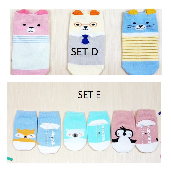 3pcs Kaos Kaki Bayi Import ANTI SLIP lucu, Bahan Nyaman CBKS LC