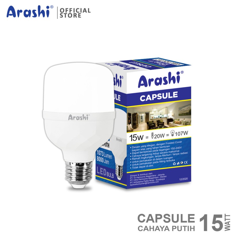 Arashi Lampu LED Capsule 15 Watt CDL Putih Bohlam LED Capsule