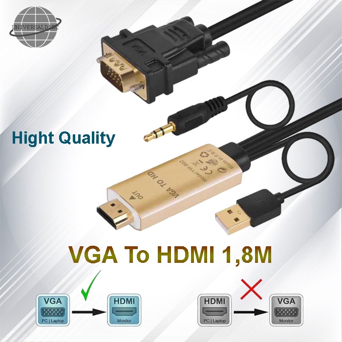 Kabel VGA to HDMI / VGA to HDTV 1.8M / 2M