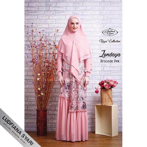 Pink | Zendaya Brocade Series Gamis Syari Original By Jawhara Syari