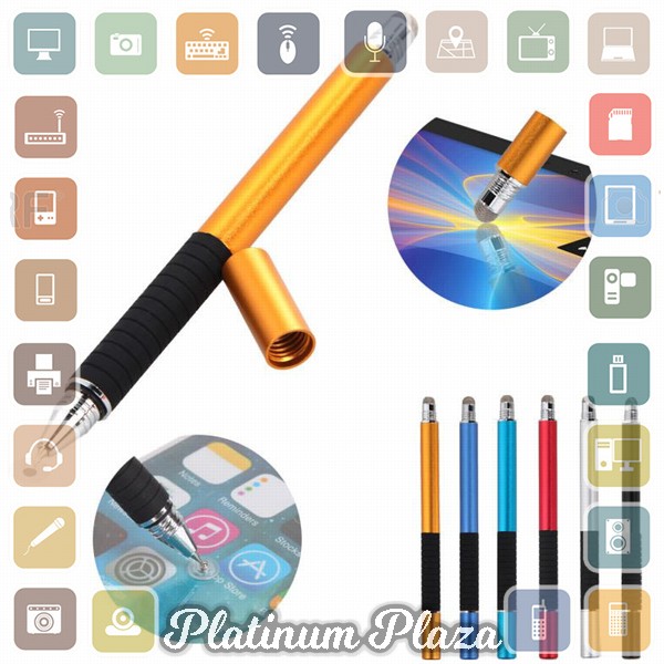 2 in 1 Fine Point Stylus Capacitive Touch Pen for Smartphone Tablet - ST-2008 - Black`R0B1NJ-