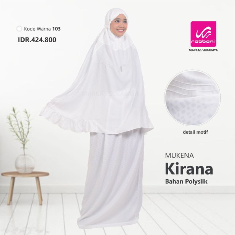 Mukena Putih Kirana Rabbani Bahan Polysilk