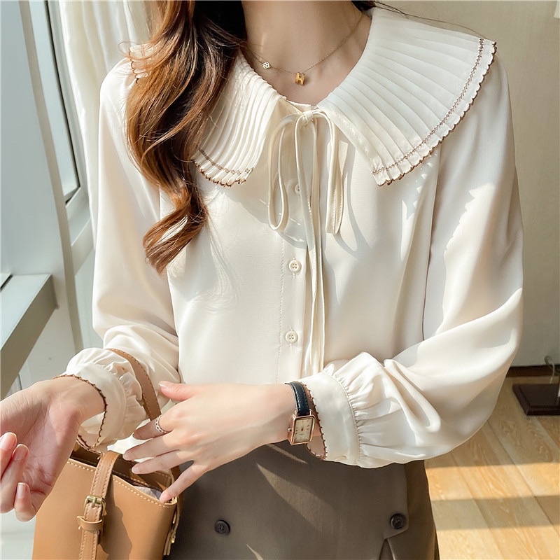 Formal Pleated Collar / Big Collar Korea Blouse Import Premium ( Kemeja Wanita Formal )