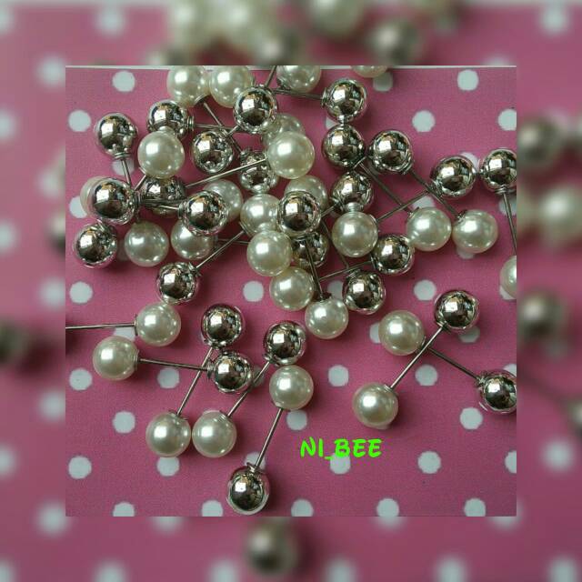 Tuspin hijab/tuspin mutiara/tuspin pearl mutiara-silver