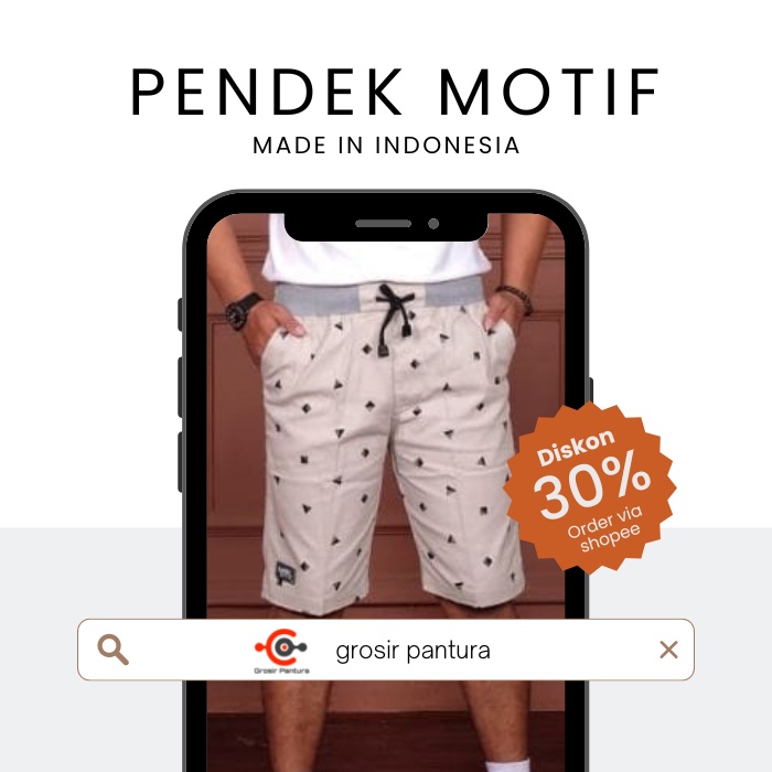 Celana Pendek Chino Pria Distro Jumbo Motif Surfing Pinggang Karet Bermuda