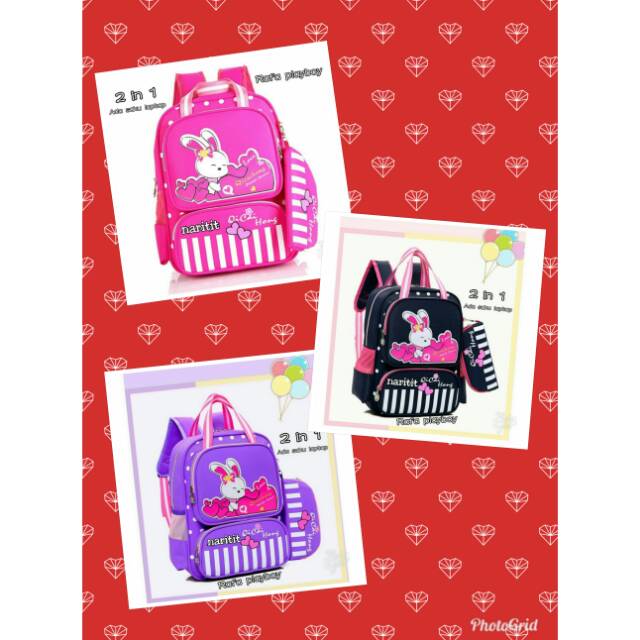 Piano kelinci  Backpack Tas Fashion Ransel Gendong Lucu Sekolah Anak Cewek Murah Lokal Bandung nrt