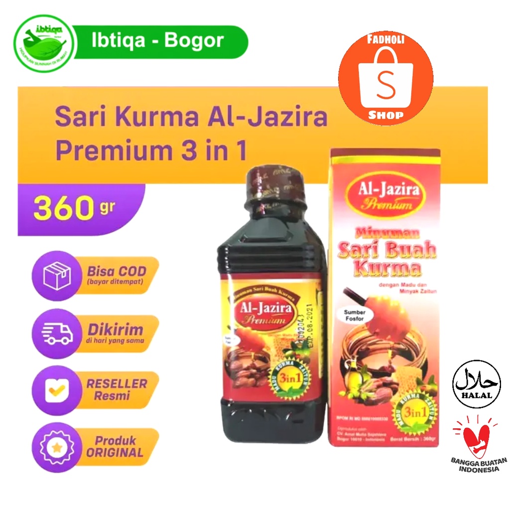 

Sari Kurma Premium Al Jazira 3 in 1 360gr Kemasan Baru BPOM Dijamin 100% Original