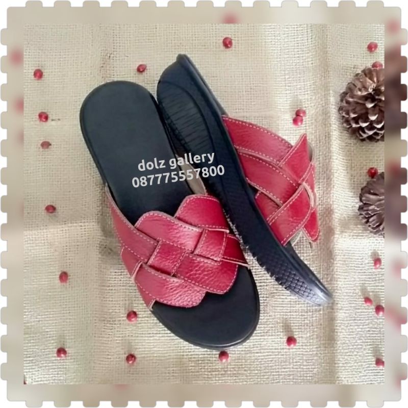 ☆DG☆Anyam heels 3cm sandal kulit garut