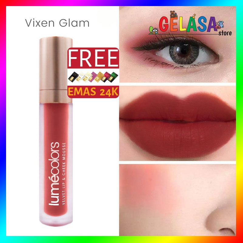 (Free Emas) Lumecolors Lipmousse 3in1 Velvet Lip Cheek Mousse Eyeshadow - Vixen Glam