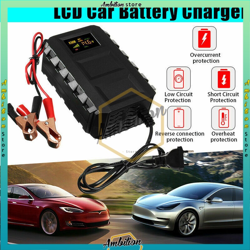 [BISA BAYAR DITEMPAT] Charger Aki Mobil Motor 12V 20A Smart Intelligent Chip LCD Indicator