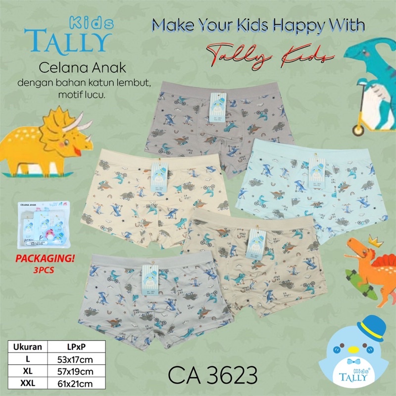 CD Boxer | Celana dalam boxer anak laki laki TALLY bahan katun lembut