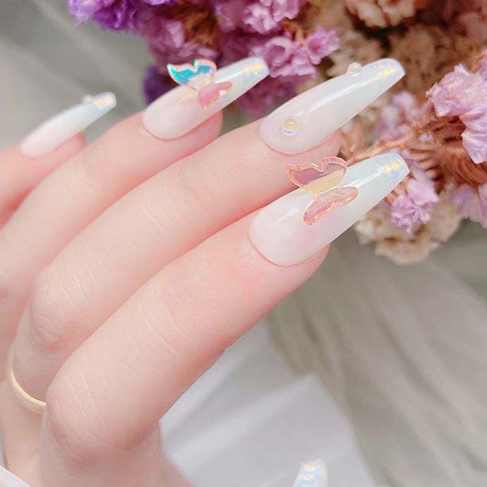 AUGUSTINA Agustina Hiasan Kuku Kupu-Kupu Fashion Symphony Sparkling Aurora Butterfly 3D Nail Jewelry