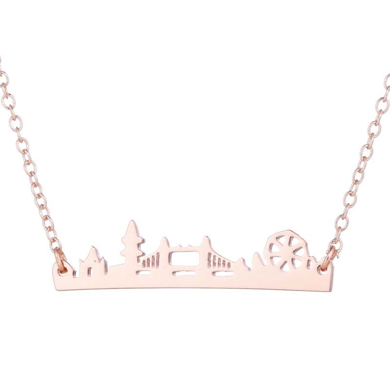 2022 Kalung Rantai Klavikula Desain Jembatan Roda Air Kecil Gaya Eropa Amerika Untuk Wanita