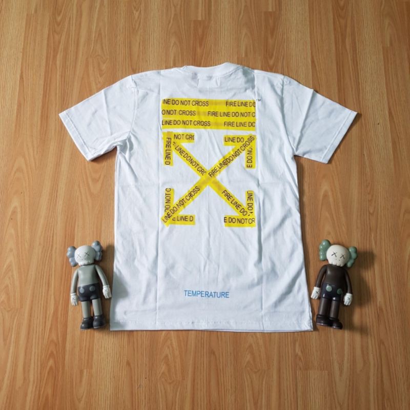 TSHIRT KAOS OFF WHITE ARROW FIRE LINE WHITE UNISEX