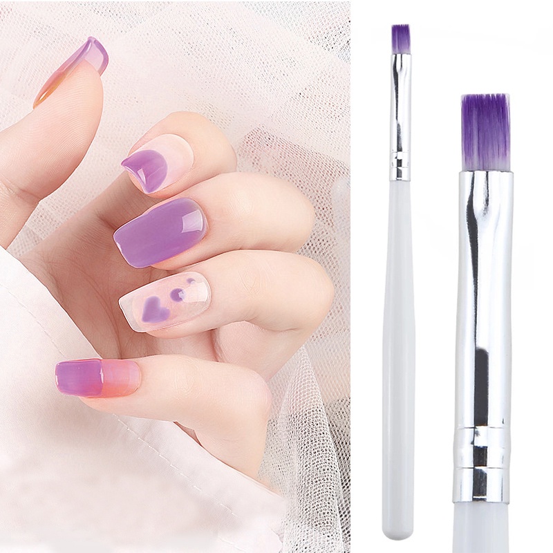 1Pc / Gradient Purple Color DIY Painting Crystal Acrylics Carving Nail Art Brush / Professional Manicure Accessories