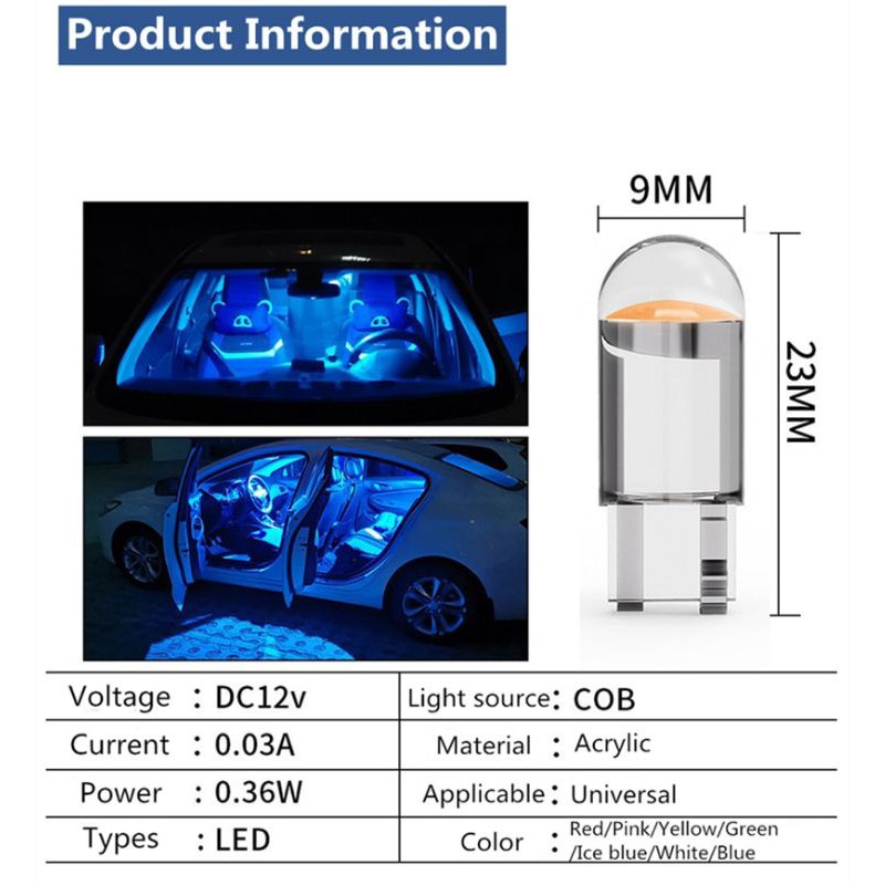 Full Kaca Lampu Led T10 tancap Mobil Motor Resin 360 W5W Senja Sen Speedometer Sinar Terang Super Bright
