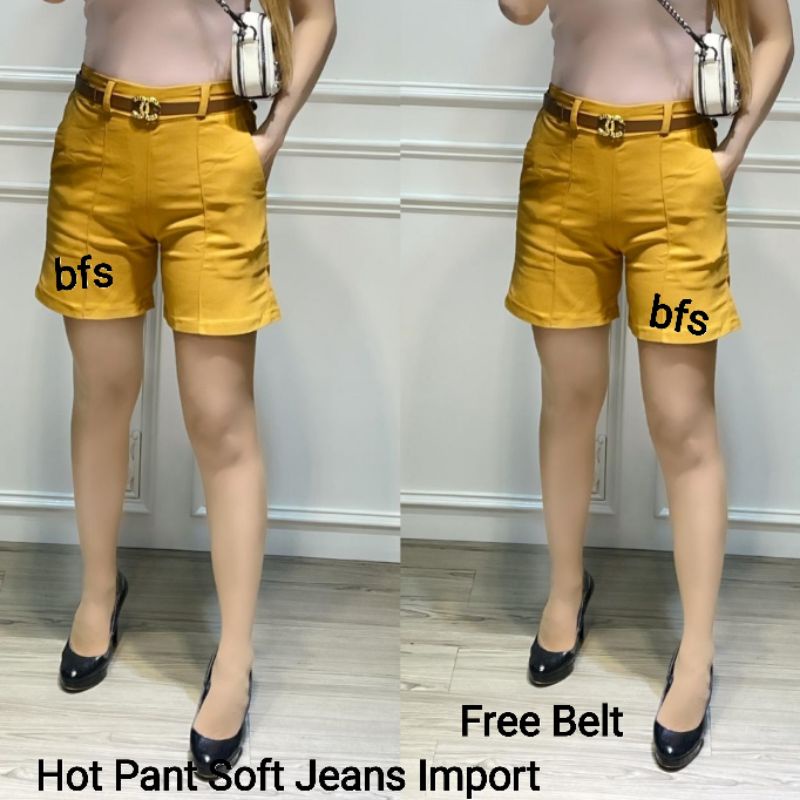 Hot Pant Soft Jeans Stretch Import free belt G.C