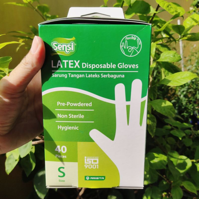 Sarung Tangan latex Sensi Gloves size S , M, L