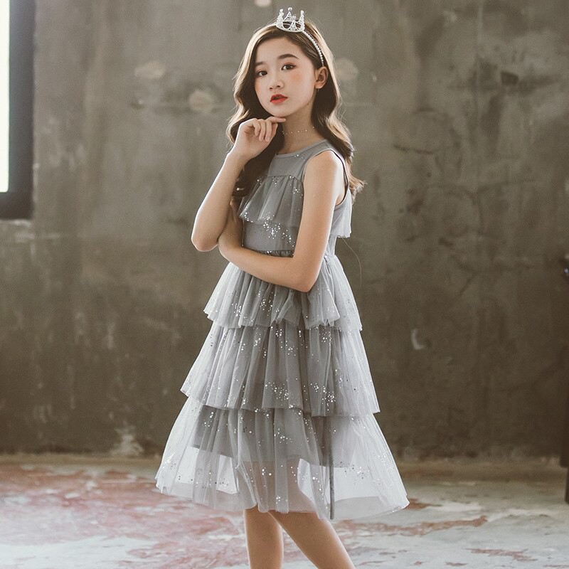 Dress Anak Perempuan Tutu Glitter Gray