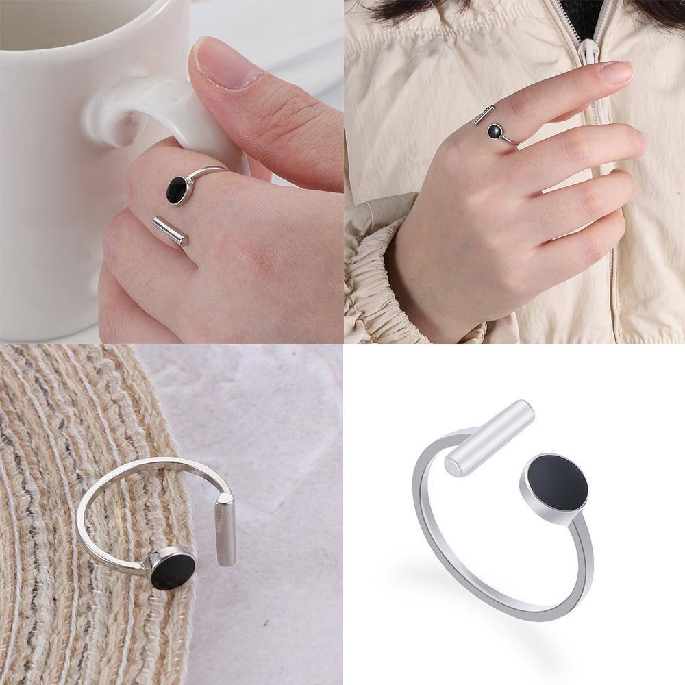 Preva Cincin Tangan Simplicity Lovers Bulat Hitam Cincin Jari Telunjuk