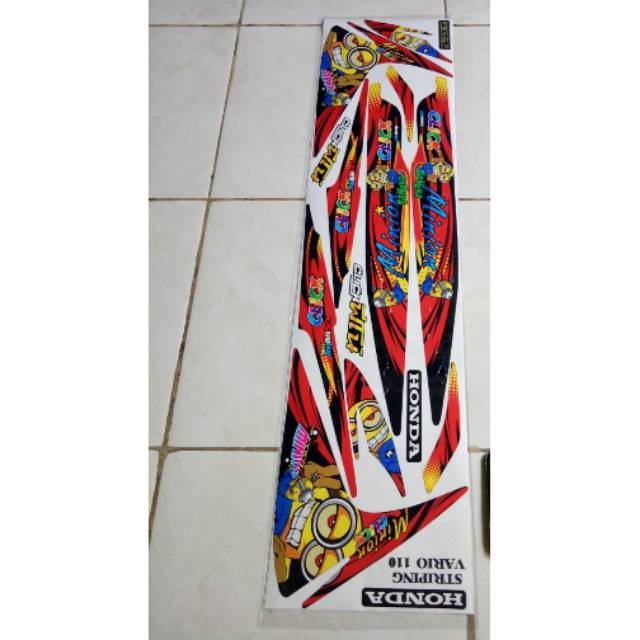Striping Sticker Variasi Honda Vario 110 motif minion merah