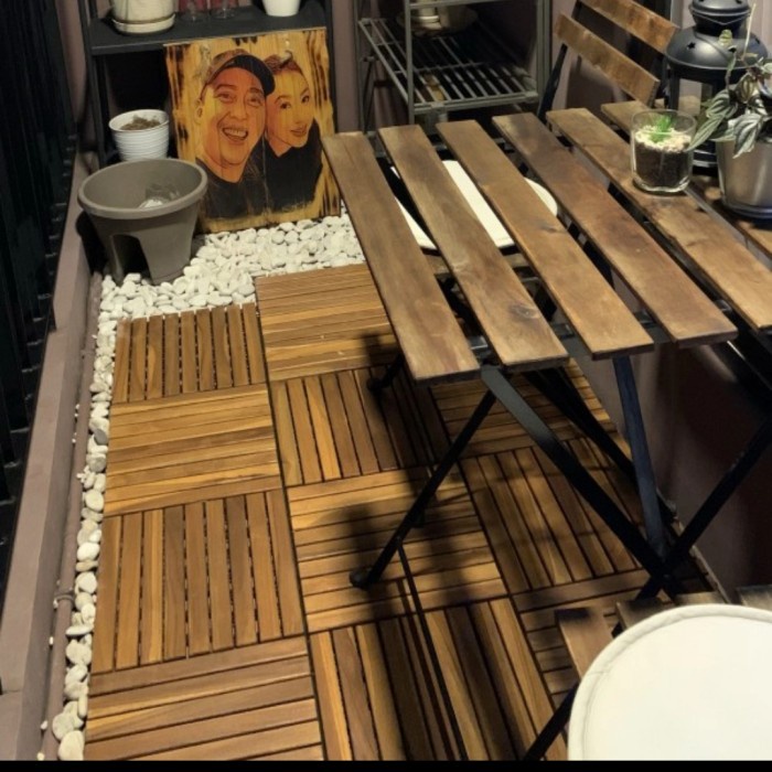 Lantai kayu jati Decking Tile bongkar pasang UK 30x30cm Motif SALUR Kecil