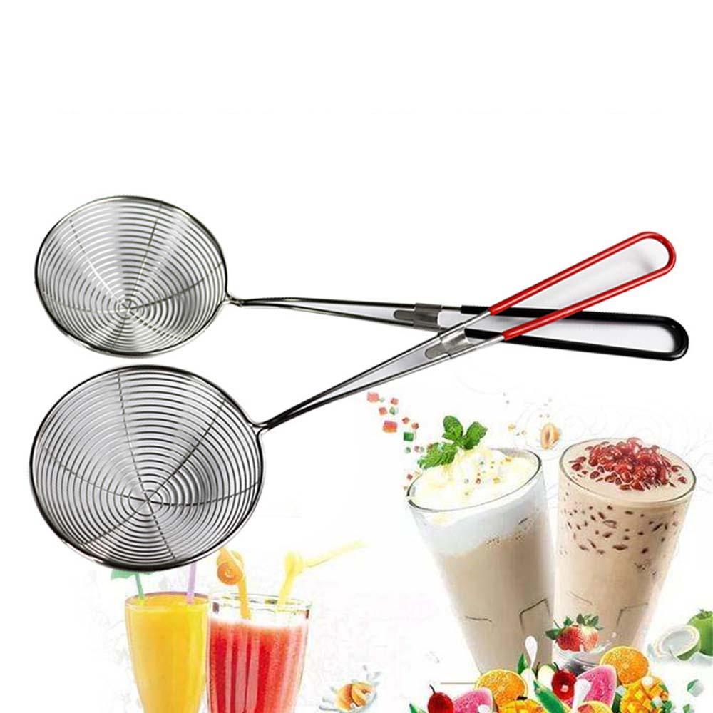 Quinton Saringan Gagang Panjang Stainless Steel Kitchen Grid Scoop Penggorengan Makanan Alat Masak Food Filter