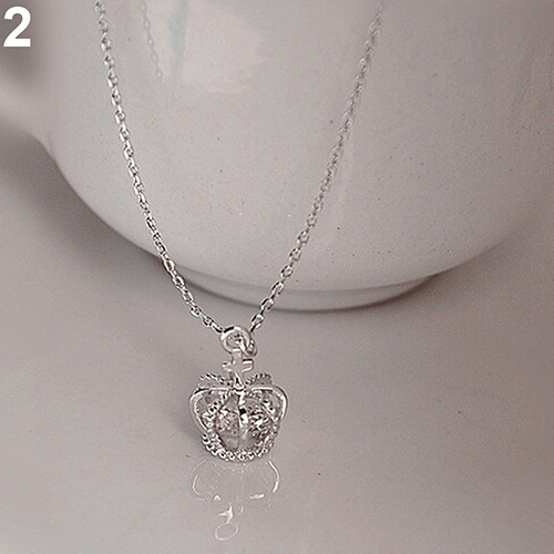 Hu Hu Hu Hu Hu Alat Bantu Pasang Kacamata♡ Kalung Rantai Liontin Mahkota Hias Kristal Cubic Zirconia Berkilau Elegan Untuk Wanita