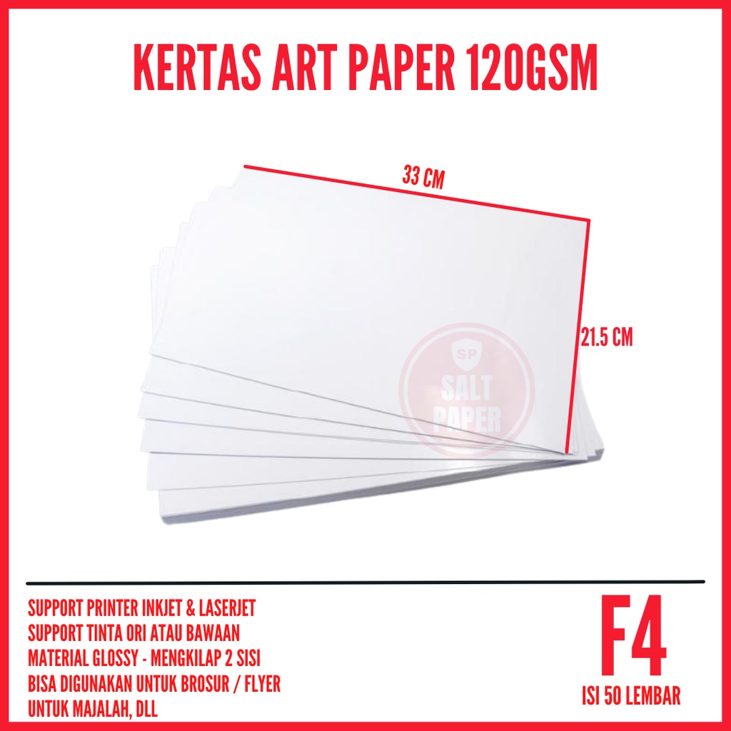

Kertas Art Paper F4 120 gr isi 50 lembar / Art Paper F4 120 gsm