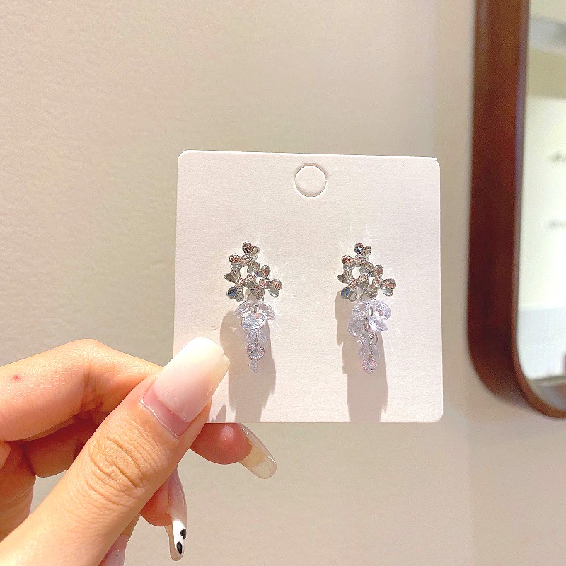 Anting Desain Bunga Bahan 925 Silver Needle Gaya Korea Untuk Perempuan