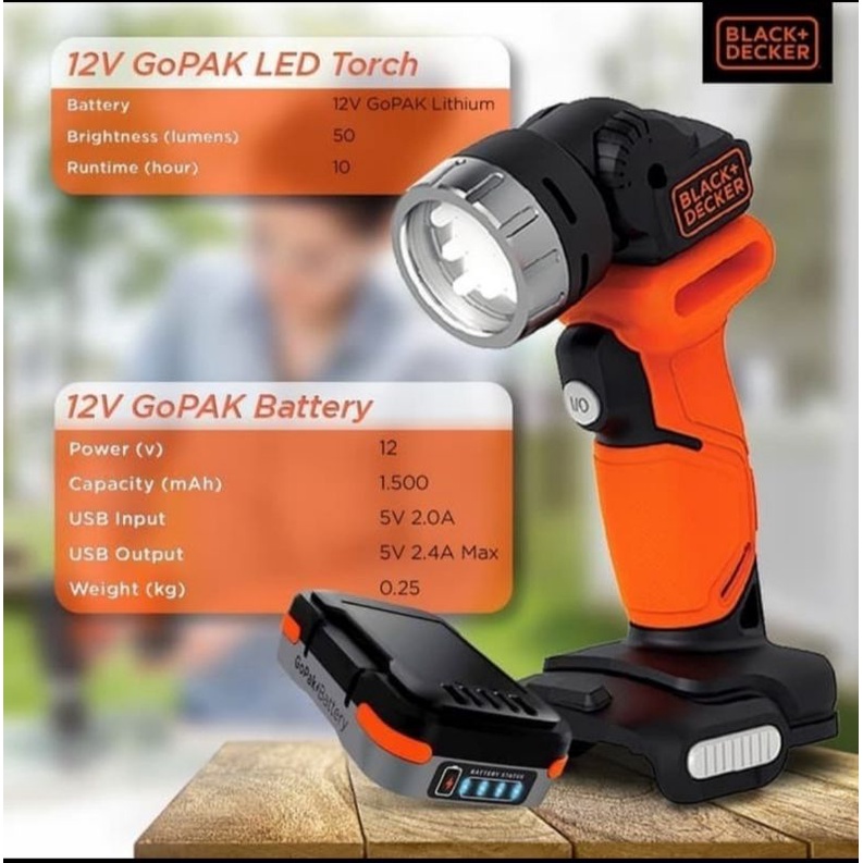 BLACK DECKER perkakas combo kit gopak - bor, gergaji, lampu, amplas black+decker