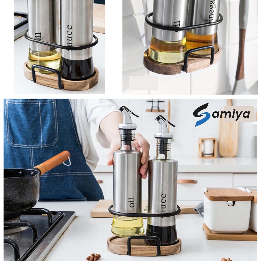 rak tempat penyimpan botol minyak saus kecap / rack holder pourer bottle / alas tatakan botol dapur