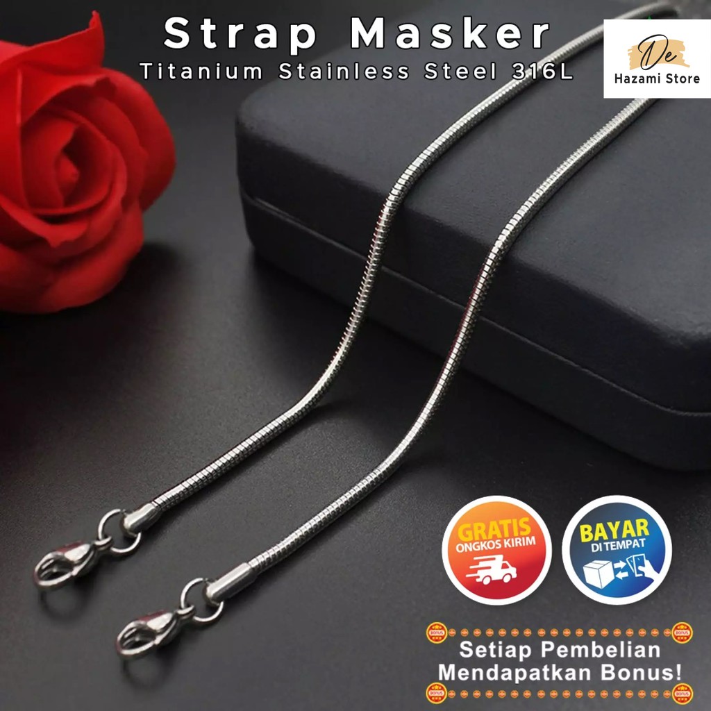 BISA COD Kalung Strap Masker Pria Titanium Rantai Putih Anti Karat Selamanya Korea Dewasa Remaja