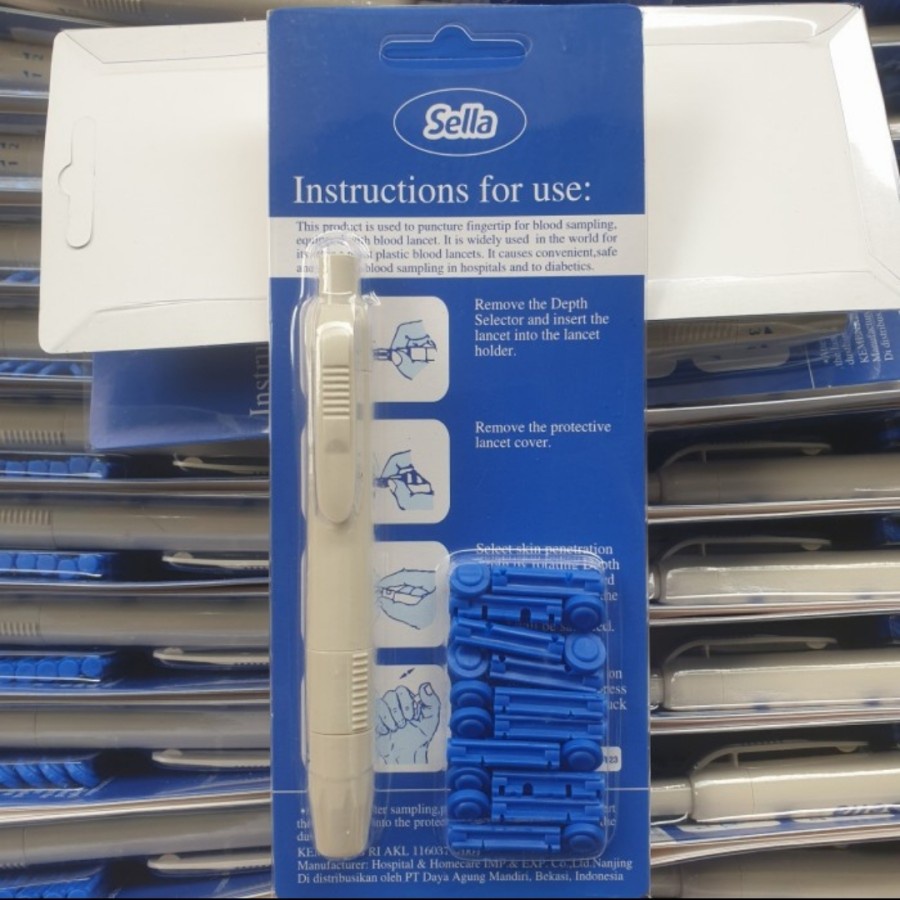 Pen Lancet Sella / Lancing Device Sella / Pena Bekam Plus Jarum Lancet