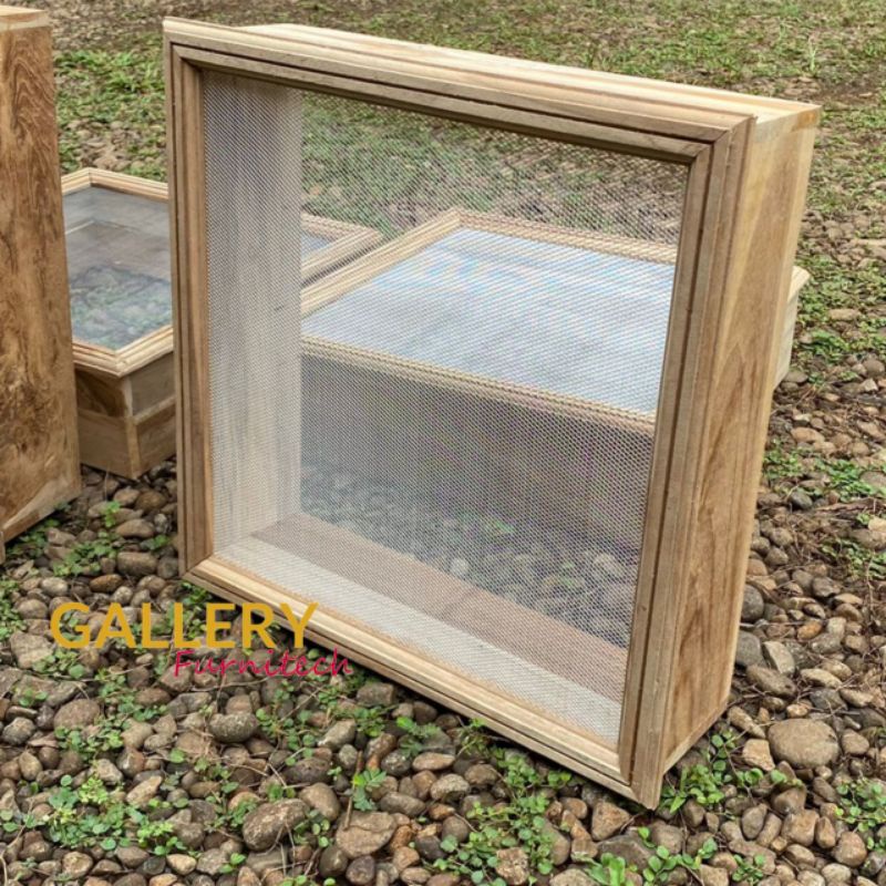 Loster Minimalis kayu Jati - Kawat Nyamuk Almunium - UK 40x40