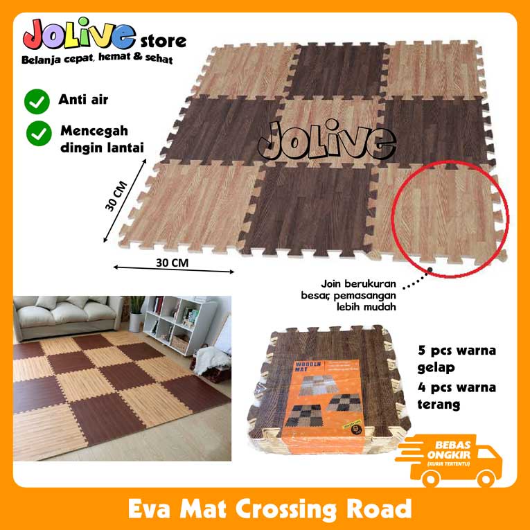 Karpet Anak Matras Puzzle Busa Eva Motif Catur Kayu Premium Wooden Eva Foam Mat