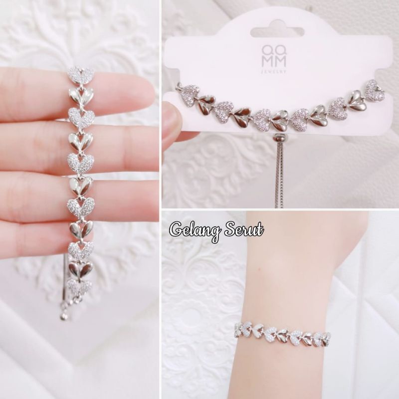 Gelang Serut Titanium Wanita Full Permata Solitaire Xupblink Jewelry